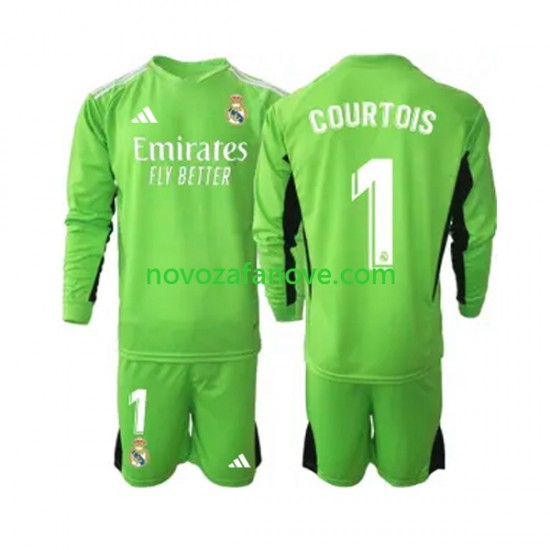 Nogometni Dres Real Madrid Thibaut Courtois 1 Golmanski Dječji Domaći 2023-2024 Dugim Rukavima