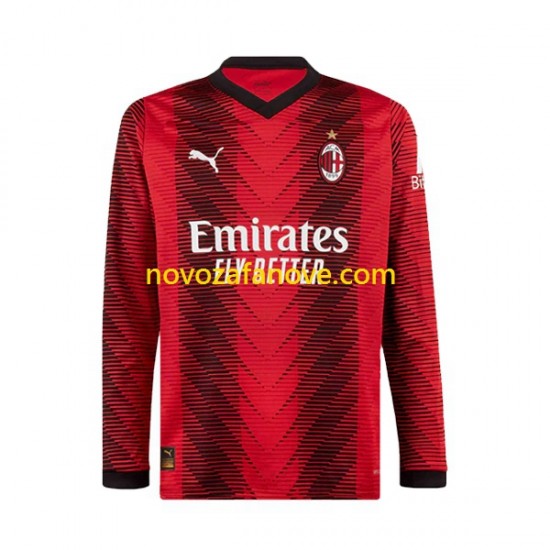 Nogometni Dres AC Milan Muški Domaći 2023-2024 Dugim Rukavima