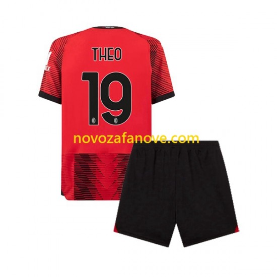 Nogometni Dres AC Milan Theo Hernandez 19 Dječji Domaći 2023-2024 Kratkih Rukava