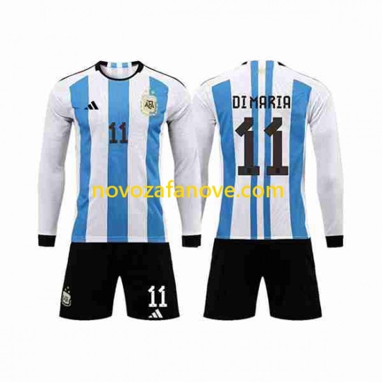 Nogometni Dres Argentina 3 Stars Di Maria 11 Dječji Domaći Svjetsko prvenstvo 2022 Dugim Rukavima
