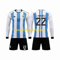 Nogometni Dres Argentina 3 Stars Lautaro Martinez 22 Dječji Domaći Svjetsko prvenstvo 2022 Dugim Rukavima