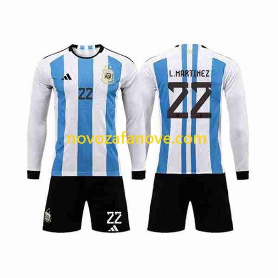 Nogometni Dres Argentina 3 Stars Lautaro Martinez 22 Dječji Domaći Svjetsko prvenstvo 2022 Dugim Rukavima