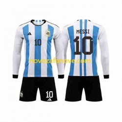 Nogometni Dres Argentina 3 Stars Lionel Messi 10 Dječji Domaći Svjetsko prvenstvo 2022 Dugim Rukavima
