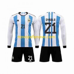 Nogometni Dres Argentina 3 Stars Paulo Dybala 21 Dječji Domaći Svjetsko prvenstvo 2022 Dugim Rukavima