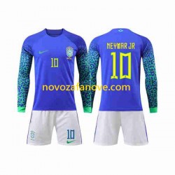 Nogometni Dres Brazil Neymar Jr 10 Dječji Gostujući Svjetsko prvenstvo 2022 Dugim Rukavima
