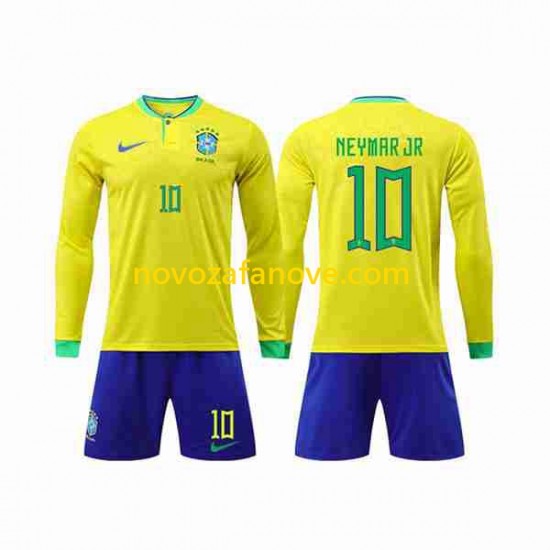 Nogometni Dres Brazil Neymar Jr 10 Dječji Domaći Svjetsko prvenstvo 2022 Dugim Rukavima