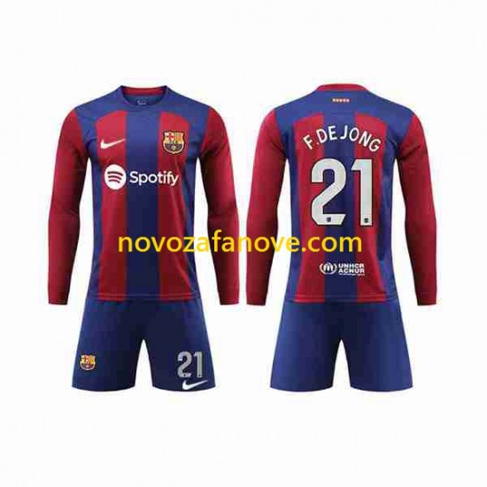 Nogometni Dres FC Barcelona Frenkie de Jong 21 Dječji Domaći 2023-2024 Dugim Rukavima
