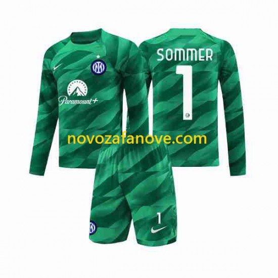 Nogometni Dres Inter Milan Sommer 1 Golmanski Dječji Gostujući 2023-2024 Dugim Rukavima
