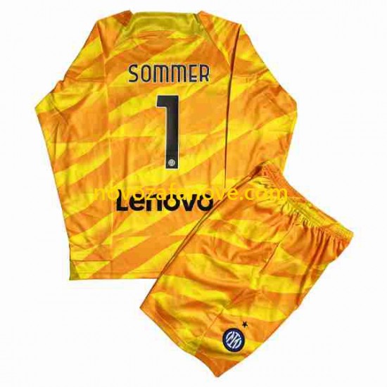 Nogometni Dres Inter Milan Sommer 1 Golmanski Dječji Domaći 2023-2024 Dugim Rukavima