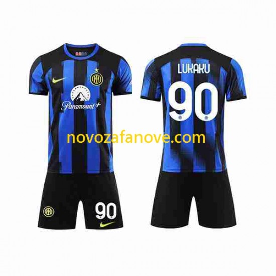 Nogometni Dres Inter Milan Lukaku 90 Dječji Domaći 2023-2024 Kratkih Rukava