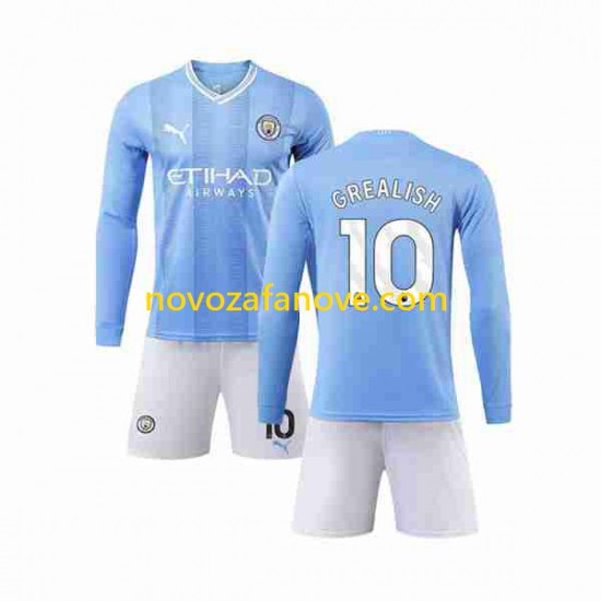 Nogometni Dres Manchester City Grealish 10 Dječji Domaći 2023-2024 Dugim Rukavima