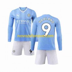 Nogometni Dres Manchester City Haaland 9 Dječji Domaći 2023-2024 Dugim Rukavima