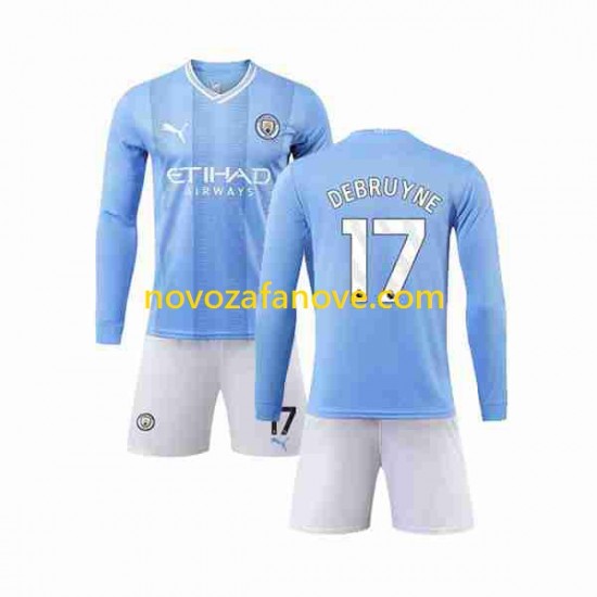 Nogometni Dres Manchester City Kevin De Bruyne 17 Dječji Domaći 2023-2024 Dugim Rukavima