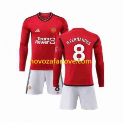 Nogometni Dres Manchester United B Fernandes 8 Dječji Domaći 2023-2024 Dugim Rukavima