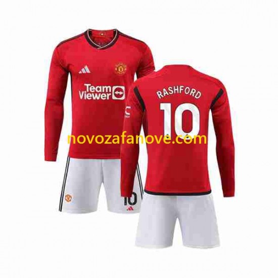 Nogometni Dres Manchester United Marcus Rashford 10 Dječji Domaći 2023-2024 Dugim Rukavima
