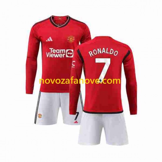 Nogometni Dres Manchester United Ronaldo 7 Dječji Domaći 2023-2024 Dugim Rukavima