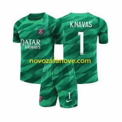 Nogometni Dres Paris Saint-Germain K.NAVAS 1 Golmanski Dječji Domaći 2023-2024 Kratkih Rukava