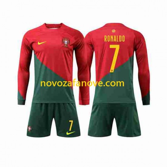Nogometni Dres Portugal Ronaldo 7 Dječji Domaći Svjetsko prvenstvo 2022 Dugim Rukavima