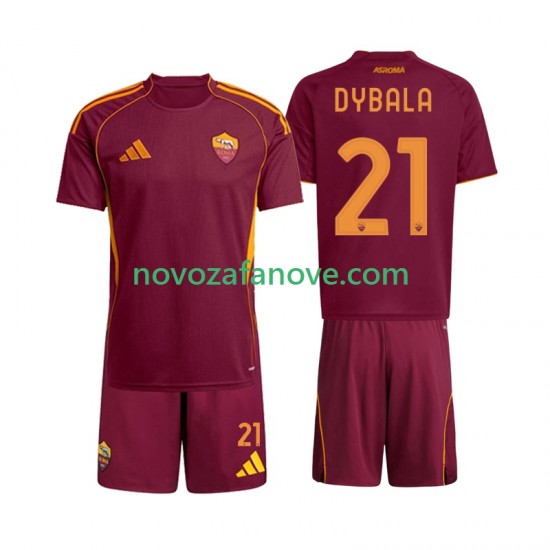 Nogometni Dres Roma Dybala 21 Dječji Domaći 2025-2026 Kratkih Rukava