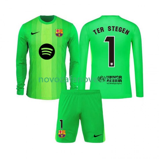Nogometni Dres FC Barcelona Ter Stegen 1 Golmanski Dječji Domaći 2025-2026 Dugim Rukavima