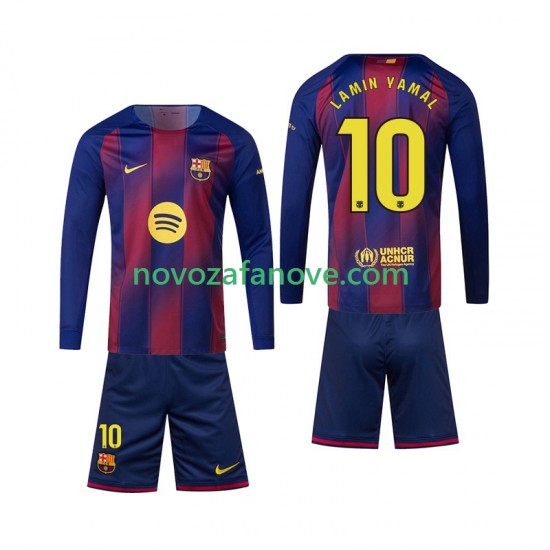 Nogometni Dres FC Barcelona Lamine Yamal 10 Dječji Domaći 2025-2026 Dugim Rukavima