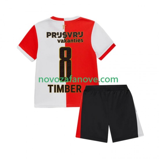 Nogometni Dres Feyenoord Rotterdam Quinten Timber 8 Dječji Domaći 2025-2026 Kratkih Rukava