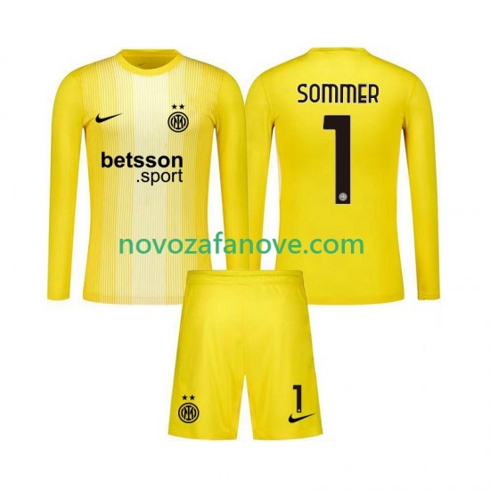 Nogometni Dres Inter Milan Yann Sommer 1 Golmanski Dječji Gostujući 2025-2026 Dugim Rukavima