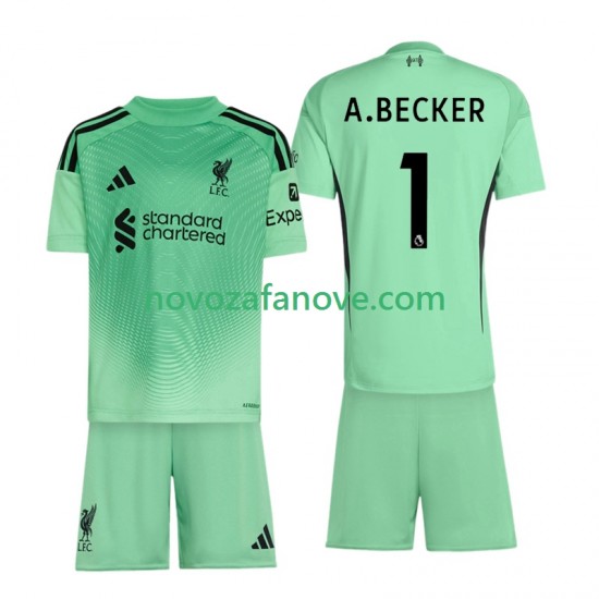 Nogometni Dres Liverpool Alisson Becker 1 Golmanski Dječji Domaći 2025-2026 Kratkih Rukava