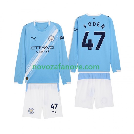 Nogometni Dres Manchester City Phil Foden 47 Dječji Domaći 2025-2026 Dugim Rukavima
