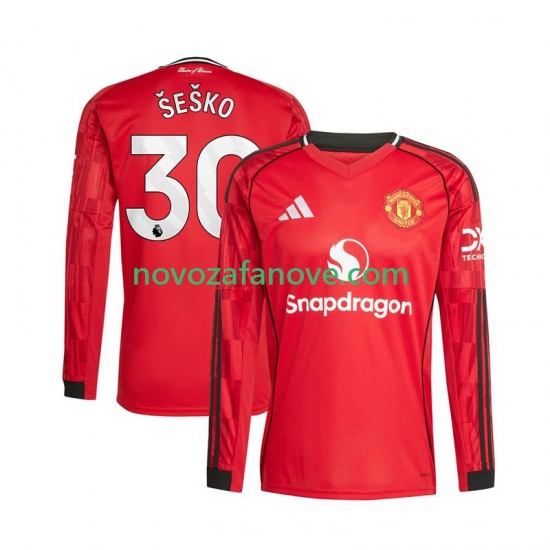 Nogometni Dres Manchester United Benjamin Sesko 30 Muški Domaći 2025-2026 Dugim Rukavima