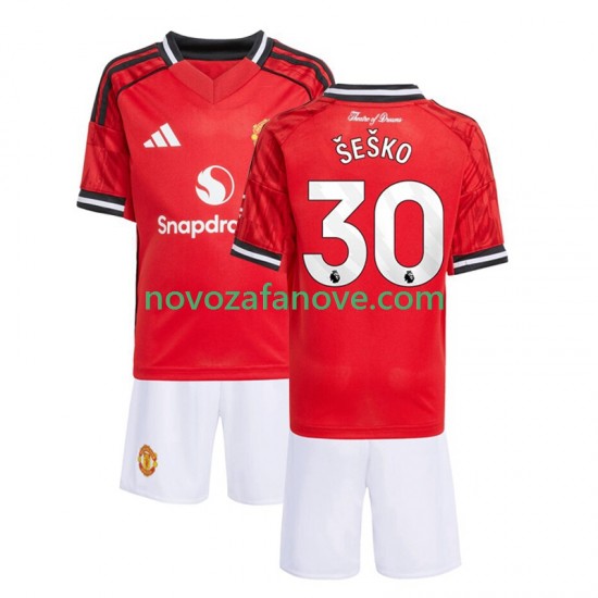 Nogometni Dres Manchester United Benjamin Sesko 30 Dječji Domaći 2025-2026 Kratkih Rukava