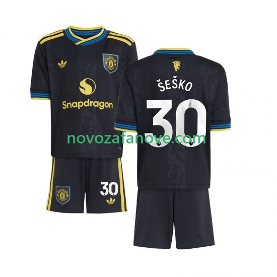 Nogometni Dres Manchester United Benjamin Sesko 30 Dječji Treći 2025-2026 Kratkih Rukava