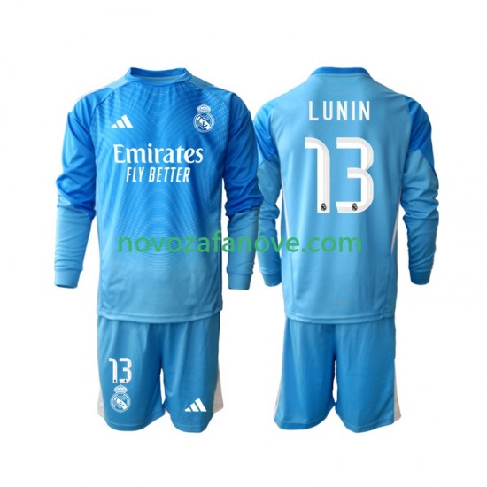 Nogometni Dres Real Madrid Andriy Lunin 13 Golmanski Dječji Domaći 2025-2026 Dugim Rukavima