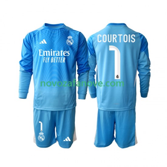 Nogometni Dres Real Madrid Thibaut Courtois 1 Dječji Domaći 2025-2026 Dugim Rukavima