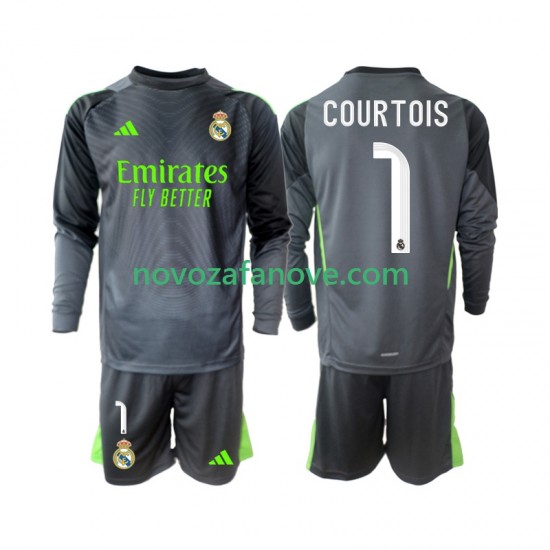 Nogometni Dres Real Madrid Thibaut Courtois 1 Dječji Treći 2025-2026 Dugim Rukavima