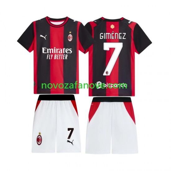 Nogometni Dres AC Milan Gimenez 7 Dječji Domaći 2026-2027 Kratkih Rukava