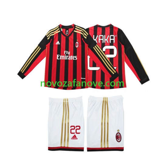 Nogometni Dres AC Milan Kaka 22 2013 2014 Retro Dječji Domaći Dugim Rukavima