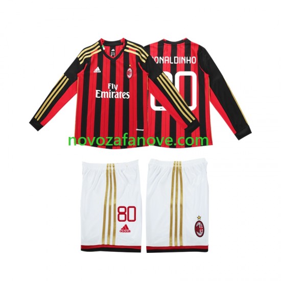 Nogometni Dres AC Milan RONALDINHO 80 2013 2014 Retro Dječji Domaći Dugim Rukavima