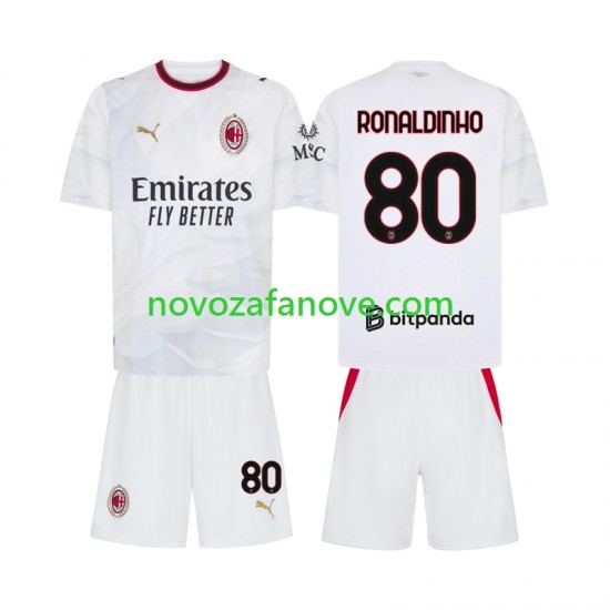 Nogometni Dres AC Milan Ronaldinho 80 Dječji Gostujući 2026-2027 Kratkih Rukava