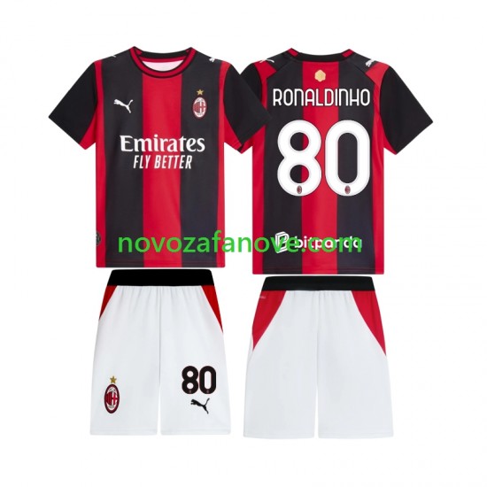 Nogometni Dres AC Milan Ronaldinho 80 Dječji Domaći 2026-2027 Kratkih Rukava