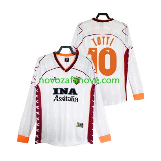 Nogometni Dres Roma Totti 10 2000 Retro Muški Gostujući 1999 Dugim Rukavima