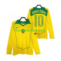 Nogometni Dres Brazil RONALDINHO 10 Retro Muški Domaći 2004 Dugim Rukavima