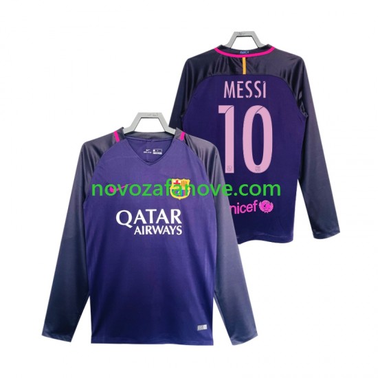 Nogometni Dres FC Barcelona Lionel Messi 10 2016 2017 Retro Muški Gostujući Dugim Rukavima