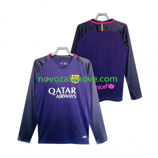 Nogometni Dres FC Barcelona 2016 2017 Retro Muški Gostujući Dugim Rukavima