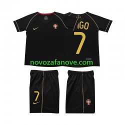 Nogometni Dres Portugal FIGO 7 Retro Dječji Gostujući 2006 Kratkih Rukava