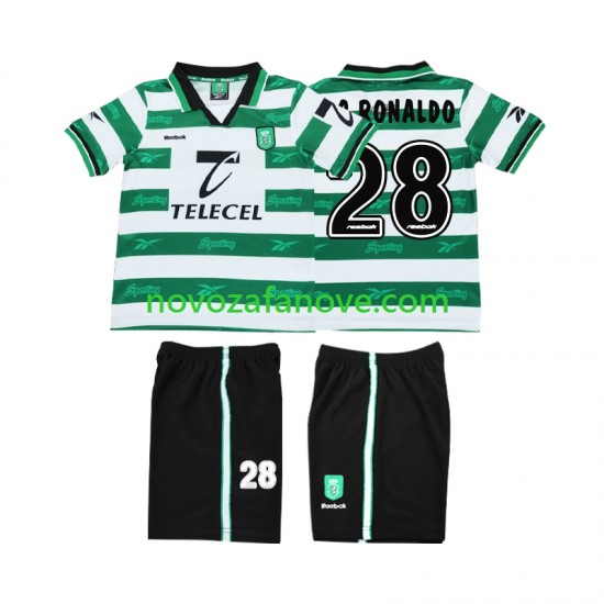 Nogometni Dres Sporting CP Cristiano Ronaldo 28 2000 Retro Dječji Domaći 1999 Kratkih Rukava