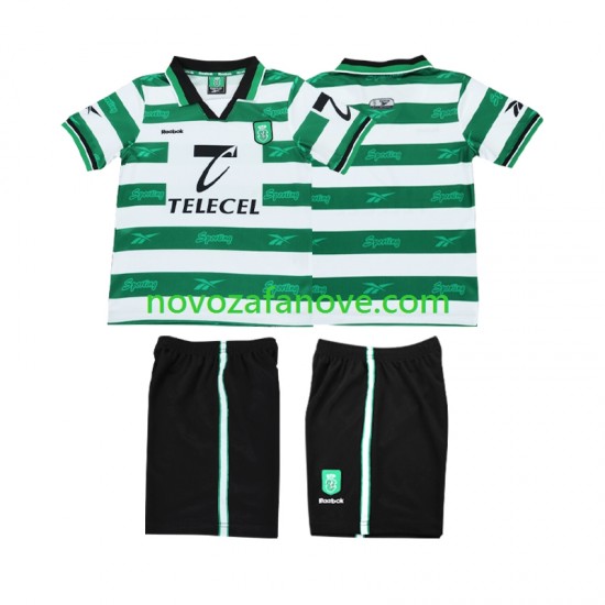 Nogometni Dres Sporting CP 2000 Retro Dječji Domaći 1999 Kratkih Rukava