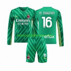 Nogometni Dres AC Milan Mike Maignan 16 Golmanski Dječji Domaći 2023-2024 Dugim Rukavima