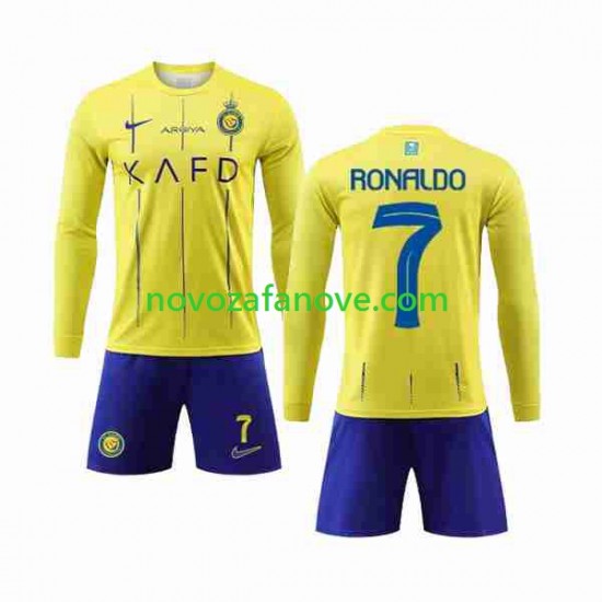 Nogometni Dres Al-Nassr Cristiano Ronaldo 7 Dječji Domaći 2023-2024 Dugim Rukavima