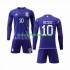Nogometni Dres Argentina 3 Stars Lionel Messi 10 Dječji Gostujući Svjetsko prvenstvo 2022 Dugim Rukavima